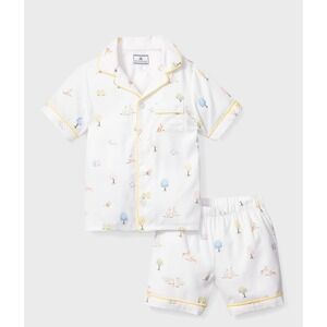 Petite Plume Easter Gardens Short Set Pajamas White Bunny Yellow Trim Size 5